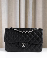 Chanel Classic Flap Jumbo | Black Caviar Silver Hardware-front1