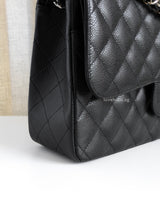 Chanel Classic Flap Jumbo | Black Caviar Silver Hardware-details