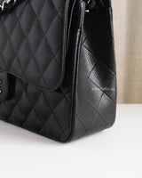 Chanel Classic Flap Jumbo | Black Caviar Silver Hardware-details