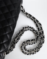 Chanel Classic Flap Jumbo | Black Caviar Silver Hardware-details