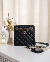 Chanel Bucket Bag Small | 23P Black Caviar Light Gold Hardware-front