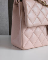 Chanel Classic Flap Small | 21C Rose Claire Light Pink Caviar Light Gold Hardware-details