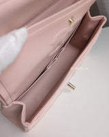Chanel Classic Flap Small | 21C Rose Claire Light Pink Caviar Light Gold Hardware-details