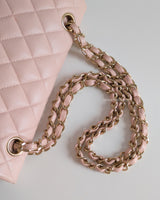 Chanel Classic Flap Small | 21C Rose Claire Light Pink Caviar Light Gold Hardware-details