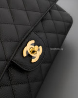 Chanel Classic Flap Medium | Black Caviar Gold Hardware-details