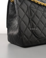Chanel Reissue 2.55 224 Small | Black Aged Calfskin Brushed Gold Hardware-details