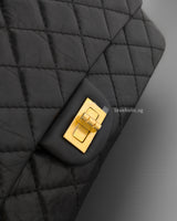 Chanel Reissue 2.55 224 Small | Black Aged Calfskin Brushed Gold Hardware-details