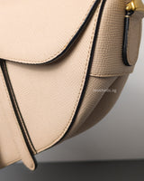 Dior Saddle Medium | Caramel Beige Calfskin Brushed Gold Hardware-details