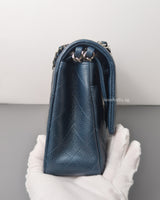Chanel Classic Flap Medium | Grey Blue Caviar Silver Hardware-side