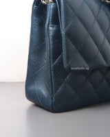 Chanel Classic Flap Medium | Grey Blue Caviar Silver Hardware-details