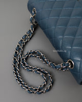 Chanel Classic Flap Medium | Grey Blue Caviar Silver Hardware-details