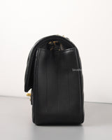 Chanel Classic Flap Chevron Mini Rectangle | Black Lambskin Light Gold Hardware-details
