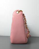 Chanel Vintage Half Moon Hobo Bag Sakura Pink Caviar 24K Gold Hardware-details