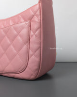 Chanel Vintage Half Moon Hobo Bag Sakura Pink Caviar 24K Gold Hardware-details