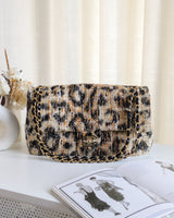 Chanel Maxi Flap 32cm | 26A Leopard Tweed Gold Hardware-front