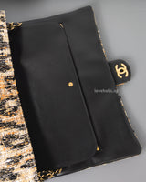 Chanel Maxi Flap 38cm | 26A Leopard Tweed Gold Hardware-details