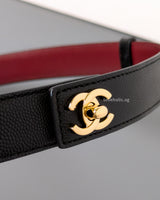 Leather Belt 26B Black Caviar Gold Hardware
