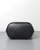 Chevron Backpack | Black Calfskin Light Gold Hardware