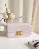 Triomphe Shoulder Bag Peony/Pastel Pink Shiny Calfskin Gold Hardware