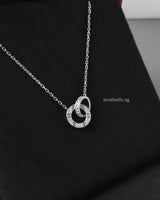 Love Necklace with Pavé Diamonds | 18K White Gold