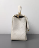 Chanel Mini Rectangle with Top Handle 21S Ivory Caviar Brushed Gold Hardware-side