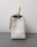 Chanel Mini Rectangle with Top Handle 21S Ivory Caviar Brushed Gold Hardware-details