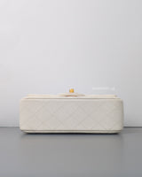 Chanel Mini Rectangle with Top Handle 21S Ivory Caviar Brushed Gold Hardware-details