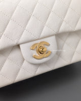 Chanel Mini Rectangle with Top Handle 21S Ivory Caviar Brushed Gold Hardware-details