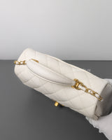 Chanel Mini Rectangle with Top Handle 21S Ivory Caviar Brushed Gold Hardware-details