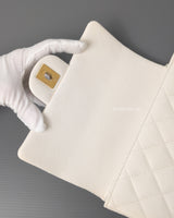 Chanel Mini Rectangle with Top Handle 21S Ivory Caviar Brushed Gold Hardware-details