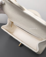 Chanel Mini Rectangle with Top Handle 21S Ivory Caviar Brushed Gold Hardware-details