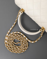 Chanel Mini Rectangle with Top Handle 21S Ivory Caviar Brushed Gold Hardware-details