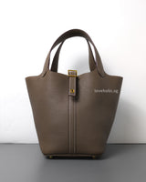 Hermes Picotin Lock 18 Etoupe Taurillon Clemence Gold Hardware-front1