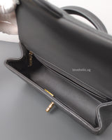Chanel Mini Rectangle with Top Handle 22A Grey Lambskin Light Gold Hardware-details