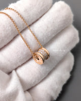 Bvlgari B.zero1 Necklace Mini with Pavé Diamonds | 18K Rose Gold-model