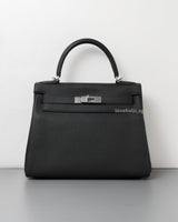 Hermes Kelly Retourne 28 | Black Togo Palladium Hardware-front1