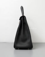 Hermes Kelly Retourne 28 | Black Togo Palladium Hardware-details
