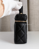 Chanel Top Handle Vanity On Chain LP | Black Caviar Light Gold Hardware-details
