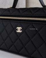 Chanel Top Handle Vanity On Chain LP | Black Caviar Light Gold Hardware-details
