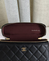 Chanel Top Handle Vanity On Chain LP | Black Caviar Light Gold Hardware-details