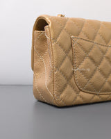 Chanel Mini Rectangle 15C Gold Caviar Brushed Gold Hardware-details