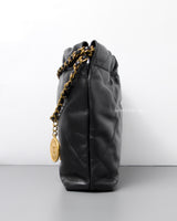 Chanel Chanel 22 Mini | Black Calfskin Brushed Gold Hardware-details