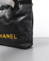 Chanel Chanel 22 Mini | Black Calfskin Brushed Gold Hardware-details