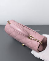 Chanel Mini Rectangle with Top Handle 24P Pink Lambskin Light Gold Hardware-details