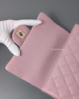 Chanel Mini Rectangle with Top Handle 24P Pink Lambskin Light Gold Hardware-details
