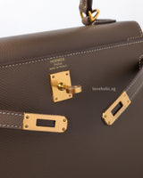 Hermes Kelly Sellier 25 | Etoupe Epsom Gold Hardware-details