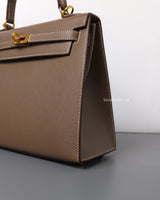 Hermes Kelly Sellier 25 | Etoupe Epsom Gold Hardware-details