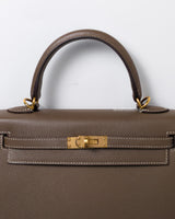 Hermes Kelly Sellier 25 | Etoupe Epsom Gold Hardware-details