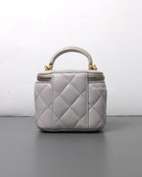 Chanel Top Handle Vanity On Chain Mini | Grey Lambskin Brushed Gold Hardware-back