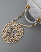 Chanel Top Handle Vanity On Chain Mini | Grey Lambskin Brushed Gold Hardware-details